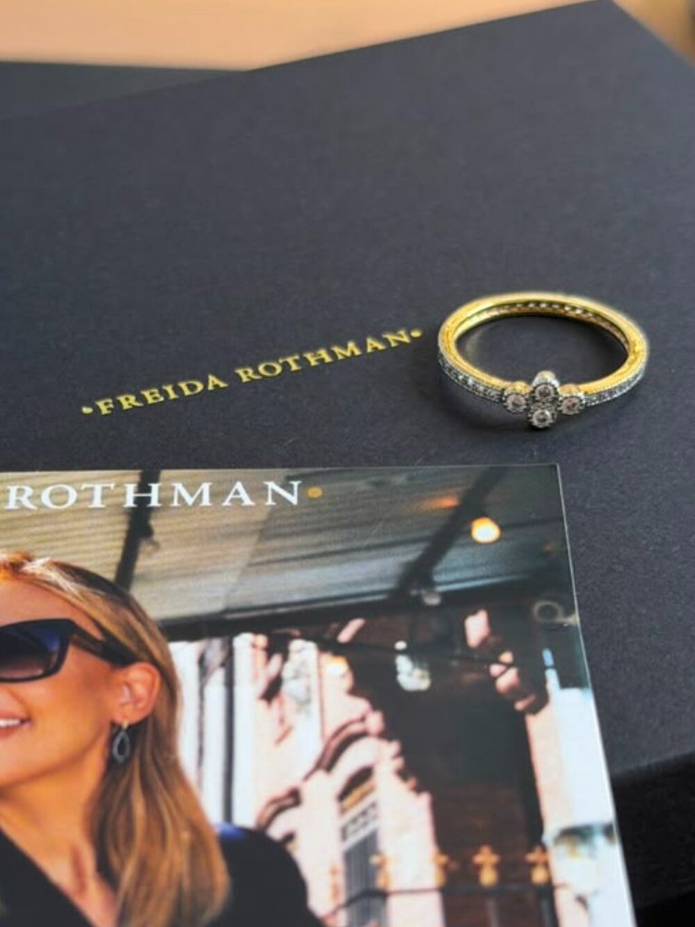 FREIDA ROTHMAN VAULT - Gold and Silver Clover Ring Size 8